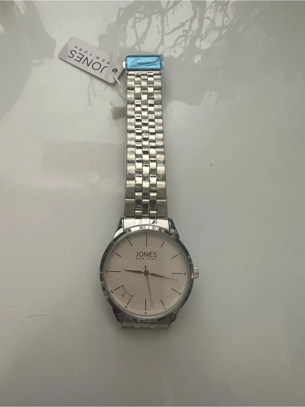 Jones New York Silver and White Stainless Steel Bracelet Watch